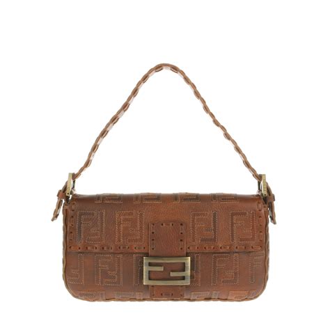 brown fendi shoulder bag|Fendi baguette leather shoulder bag.